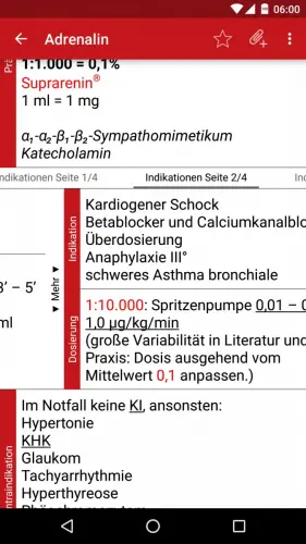 AGN Notfallfibel Screenshot - Medikament Indikationen