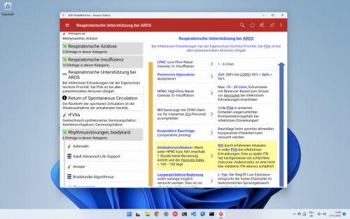 AGN Notfallfibel Windows App ARDS-Seite
